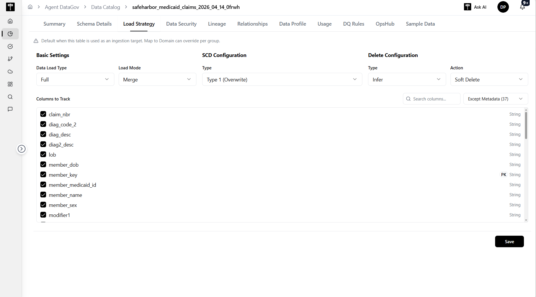 Data Catalog Load Strategy