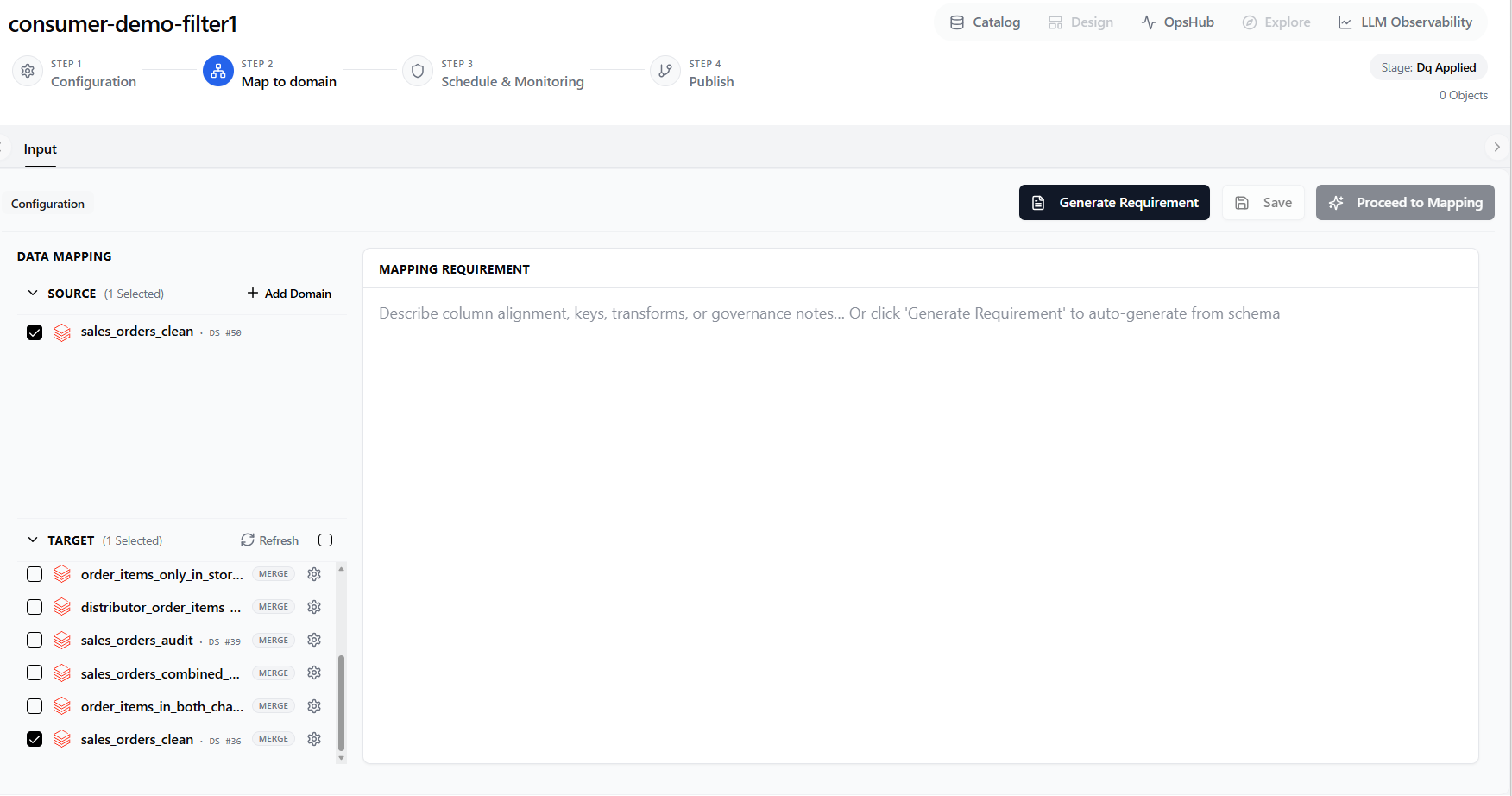 Review and advanced settings showing data quality, notifications, and schedule preview